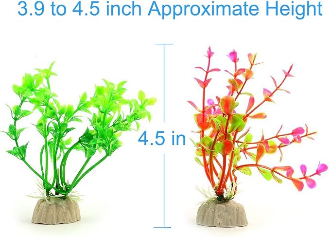 10 Pack Artificial Aquarium Plants, Small Size 4 to 4.5 inch Approximate Height Fish Tank Decorations Home Décor Plastic | Small Size 4 to 4.5 inch Approximate Height Fish Tank Decorations Home Décor Plastic