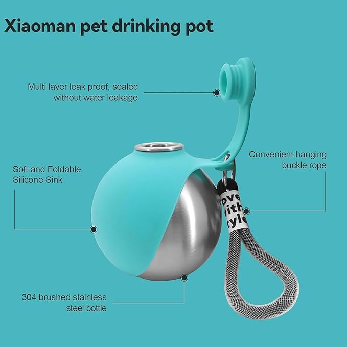 2-in-1 Portable Dog Water Bottle for Small Dogs, Foldable Pet Water Bottle, Portable Super Design Dog Water Bottle for Small Dog Walking, Hiking & Travel, Leak-Proof & Compact Dog Travel (Pink-B)