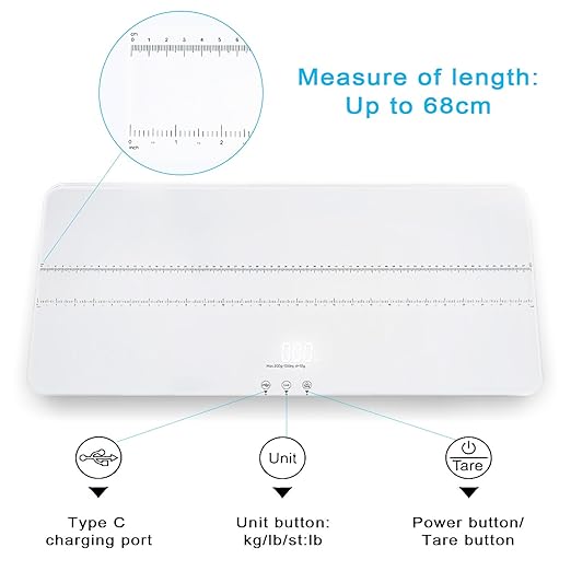 UNIWEIGH Digital Pet Scale 220lbs x10g Accuracy,Dog/Cat Animal Scales with 3 Weighing Units/Tare/Hold Function,Baby Scale for Pets,Tempered Glass Material,USB Charging,Large LED Platform Scale,White