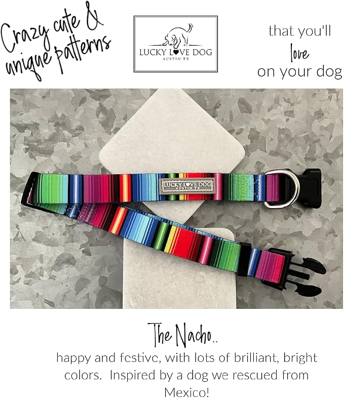 Lucky Love Dog - Adjustable Dog Collar and Leash Set with Easy Click Buckle for Small Dogs, Durable, & Comfortable Collar for Male & Female Dogs, Puppies & Adult Ones - Nacho Combo, XS