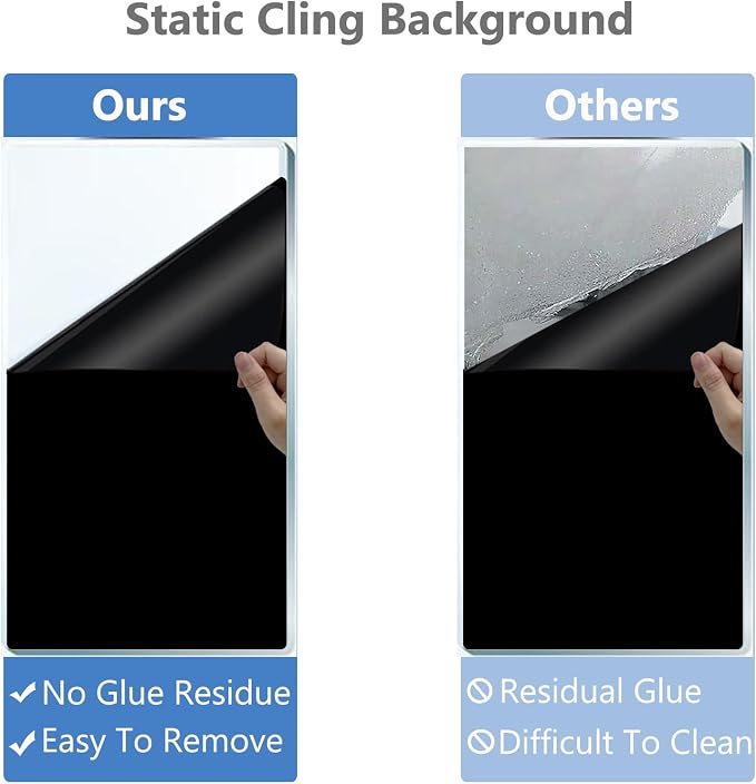 XCNO Black Aquarium Background Fish Tank Film, Static Cling, 31.5 x 17.7 in | Glue-Free, Thickened Waterproof Vinyl, Total Light Blockout, Makes Fish Colors Pop, Easy to Install and Remove, Reusable