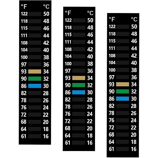 3PCS Aquarium Thermometer Strip 61-122℉(15-50°C) for Brewing Aquarium | Easy-to-Read Fish Tank Thermometer Stick on Aquarium Test Strip for Aquarium Fish Tank, Adhesive Temperature Sticker Display