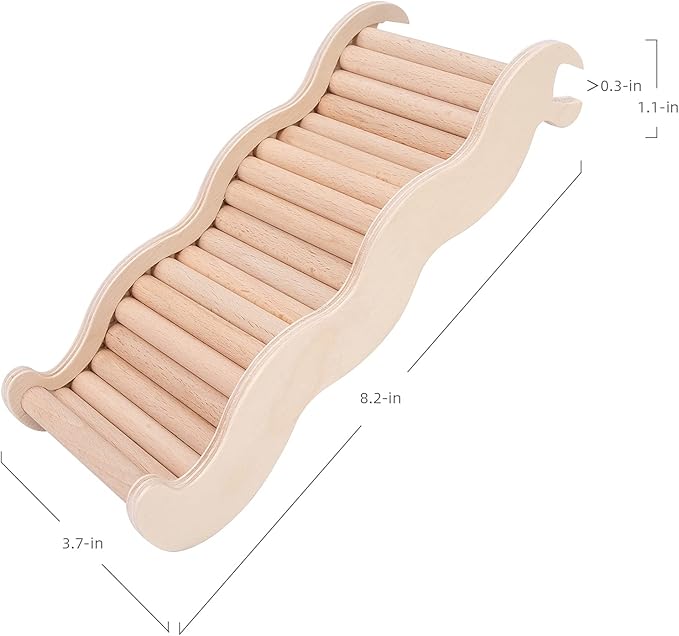 Niteangel Hamster Climbing Toy Wooden Ladder Bridge for Hamsters Gerbils Mice and Small Animals (Medium - 8.26'' L)