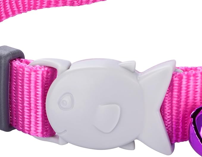 Red Dingo Classic Safety Release Breakaway Premium Cat Collar – Adjustable One Size Fits All with Soft Nylon, 4.4lb Fish Clip for Safety, Stainless Steel D-Ring, Wildlife Bell – Purple