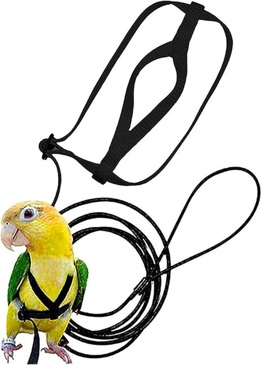 Bird Harness, Adjustable Bird Leash Pet Training Supplies Anti-bite Outdoor Flying Nylon Rope for Conures Budgerigar Lovebird Cockatiel Mynah