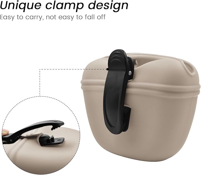 AUDWUD Silicone Dog Treat Pouch,With Dog Training Clicker,Clip on Portable Training Container,Convenient Magnetic Buckle Closing and Upgraded Waist Clip for Enhanced Stability