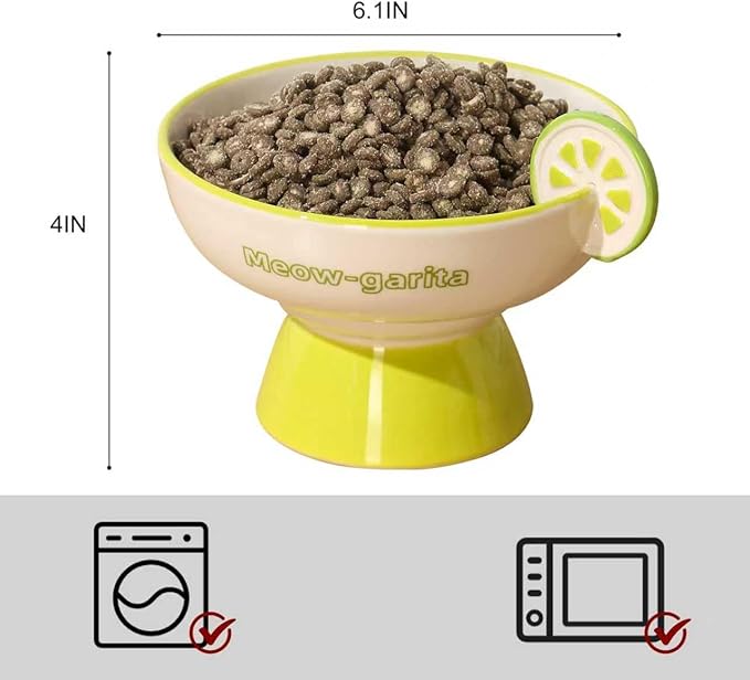 Elevated Cat Bowls Whisker Friendly. Ceramic Raised Whisker Fatigue Cat Bowl for Indoor Cats Protect The Spine and Prevent Vomiting. KGCCIZI