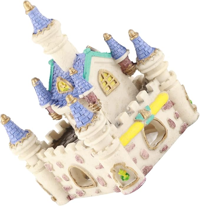 Aquarium Resin Castle Decoration, High Simulation Roman Castle Ornament for Fish Tank, Lifelike Aquatic Hideout with Safe Non - Resin for Freshwater and Saltwater