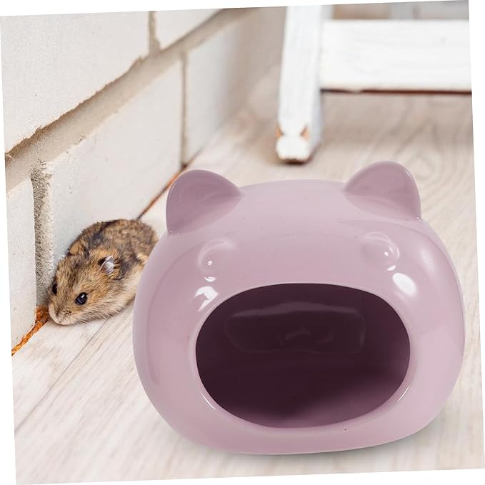 BESPORTBLE Small PET Hideout Ceramic House Cozy Bed for Hamsters Gerbils and Small Animals Comfortable Hideaway Shelter Fleece Bedding