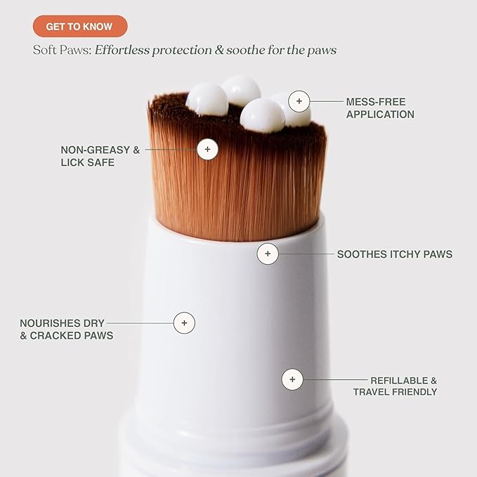Dandylion Soft Paws Paw Lotion with Brush | Fragrance-Free Dog Paw Moisturizer for Itchy, Dry, Cracked Dog Paws | pH-Balanced | 0.6 fl oz