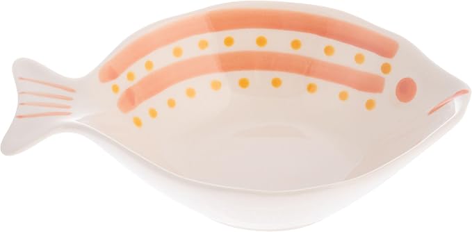 Karma, Ceramic Hand Painted Snack Dish, Fish Shaped Small Bowls, Cute Small Dip Bowl Saucer Appetizer Plate, Peach