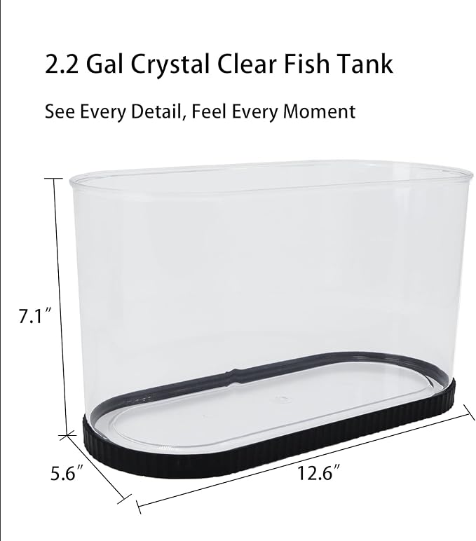 Fish Tank Kit, Small Aquarium Starter Tank with Filter and Light, PC Nano Desktop Tank with Color-Changing LED & Decor - Complete Starter Kit for Betta Fish Shrimp Guppy Goldfish Beta
