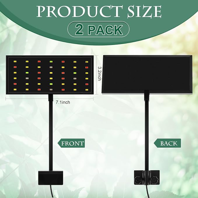 Rossesay 2 Pack Clip-on LED Aquarium Light for Plants, Full Spectrum Fish Tank Light with 42 Leds, 12w Dual Gooseneck, 360° Adjustable White Blue Red Green Leds, Fits 7-22 Inch Freshwater Planted Tank