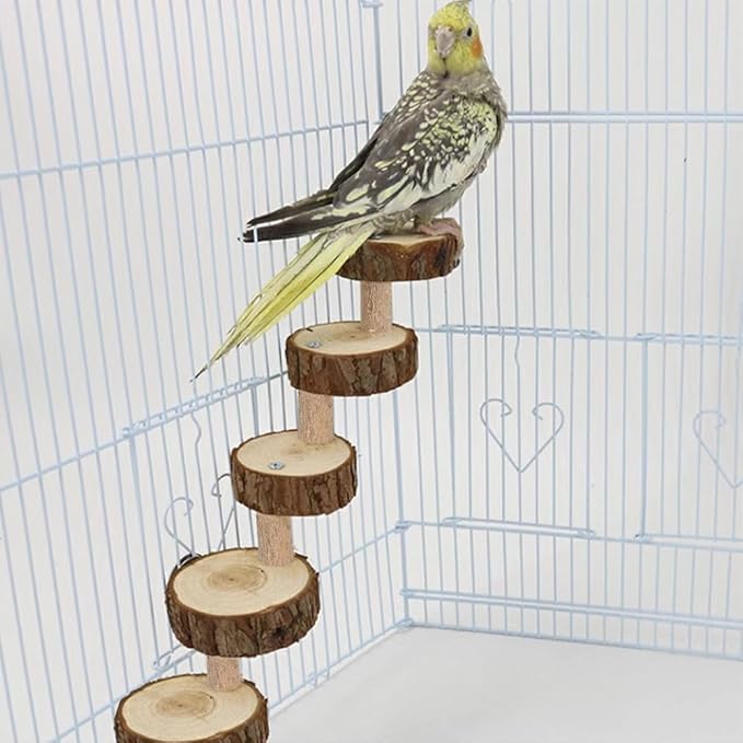 Tiiyee Wooden Hamster Ladder, Bird Parrot Ladder Perch Wood Climbing Bridge Parakeet Cage Toy Ramps Exercise Stands Activity Platform Playground Accessories for Small Animals Gerbil Mice Mouse Rat