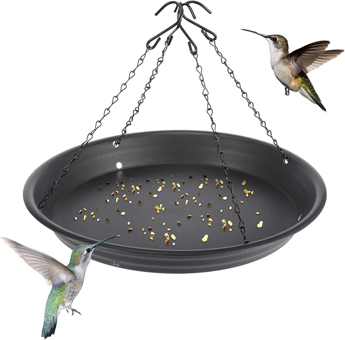 Briwooody 1 Set 12.8'' Bird Seed Catcher Tray Platform Bird Feeder Large Hanging Tray Fits Most Feeders Catches Most Falling Seed and Husk Outdoor Yard Garden Backyard for Attracting Birds, Black