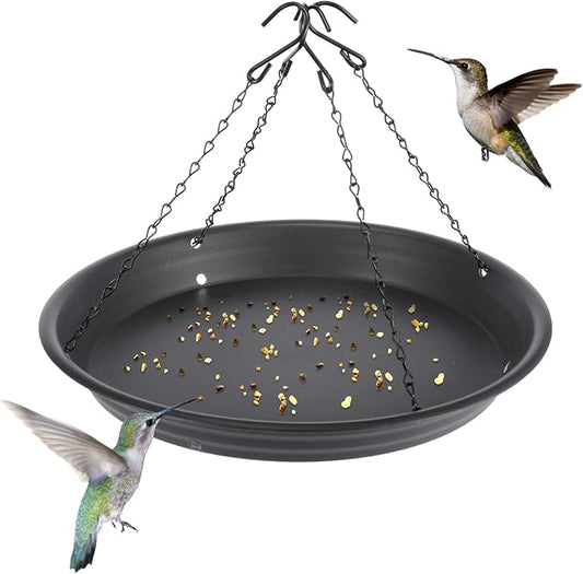 Briwooody 1 Set 12.8'' Bird Seed Catcher Tray Platform Bird Feeder Large Hanging Tray Fits Most Feeders Catches Most Falling Seed and Husk Outdoor Yard Garden Backyard for Attracting Birds, Black