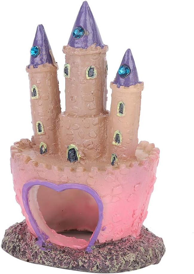 AYNEFY Aquarium Castle Decorations,Resin Cartoon Castle Shape Fish Cave Hideouts Ornaments Aquarium Landscape Decoration for Freshwater and Saltwater Fish