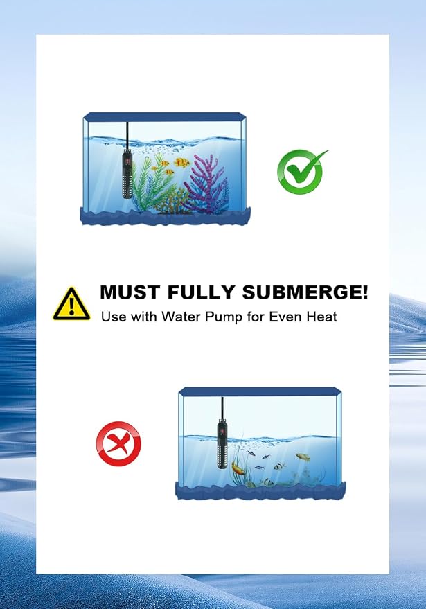500W Aquarium Heater, Adjustable Thermostat Fish Tank Heater | Auto Shut-Off, Explosion-Proof for Fresh & Saltwater