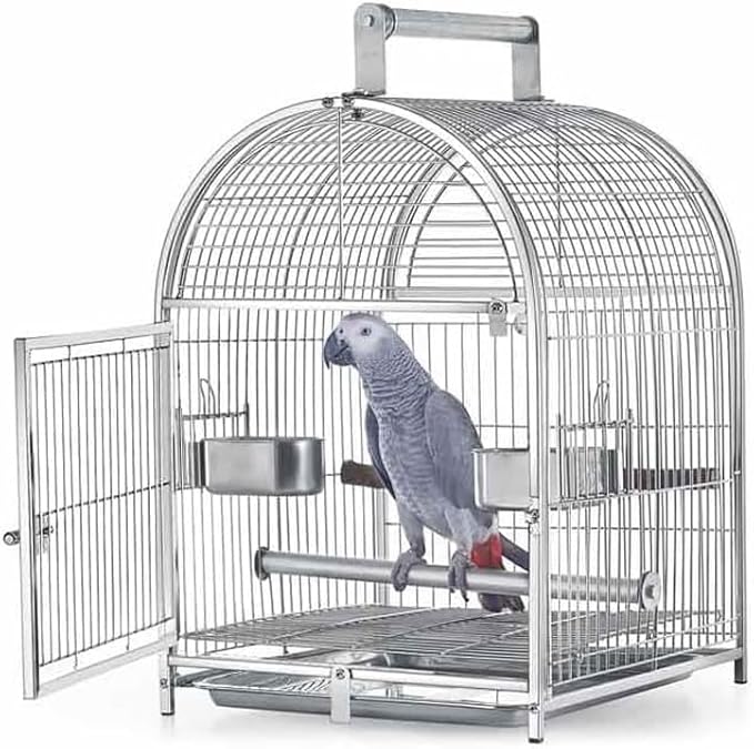 Parrot Parakeet Cage Stainless Steel Breathable Travel Cage Wrought Iron Bird Carrier Parrot Bird Cage for Extra Small Finch Zoo Love Bird Parakeets, Lovebirds, African Grey, Conure