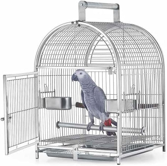 Parrot Parakeet Cage Stainless Steel Breathable Travel Cage Wrought Iron Bird Carrier Parrot Bird Cage for Extra Small Finch Zoo Love Bird Parakeets, Lovebirds, African Grey, Conure