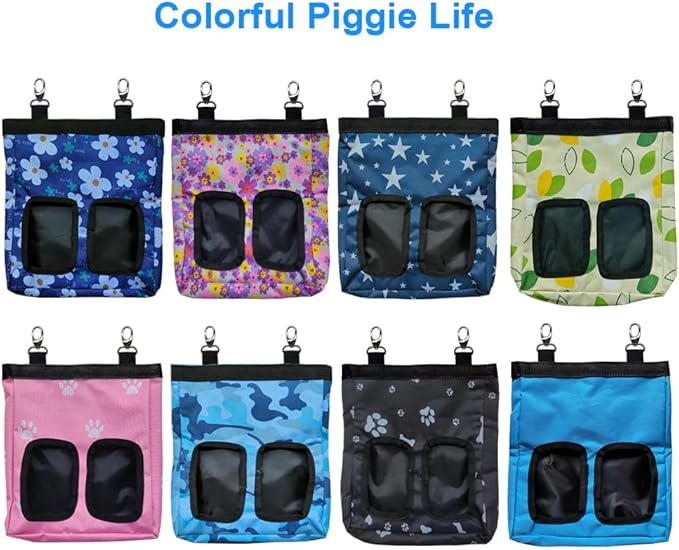 Guinea Pig Hay Feeder, Hanging Rabbit Hay Feeder Bag for Guinea Pigs Bunnies Chinchillas. Pink Paws