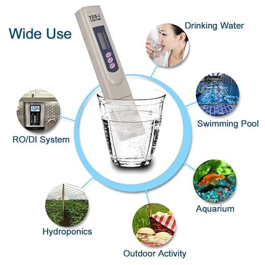 TDS Meter Digital Water Quality Tester - PPM Meter with Temperature Test, 0-9990 ppm Range, Accurate TDS Tester for Drinking Water, RO System, Aquarium, Pool, Hydroponics