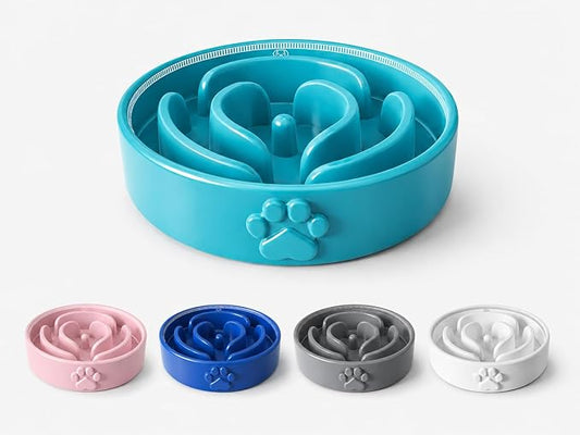 Slow Feeder Dog Bowls – 1.5-Cup Ceramic Dog Bowl Slow Feeder – Microwaveable Dog Slow Feeder for Small and Medium Dogs – Lead and BPA-Free Ceramic Pet Bowl – Pet Feeder for Fast Eaters