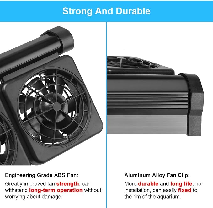 DaToo 3 Fans Aquarium Chiller Fish Tank Fan Aquarium Cooling Fan, 1 Yr Warranty