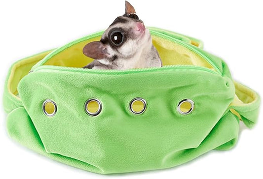 Meow&Woof Sugar Glider Bonding Pouch Small Pet Carrier Bag Sling with Strap Critter Cuddler for Gliders Ferret, Rat, Hedgehog, Hamster Outdoor-Green