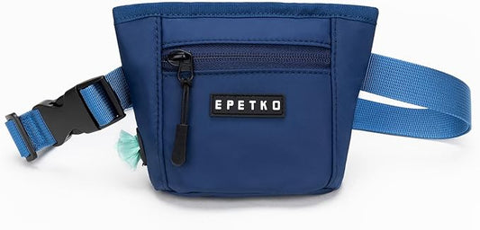 Dog Treat Pouch, Powerful Magnet Closure Device Dog Training Treat Bag Large Capacity Pet Treat Pouch with Poop Bag Dispenser Treat Bag for Dog Training with Metal Waistband Clip (Deep Blue)