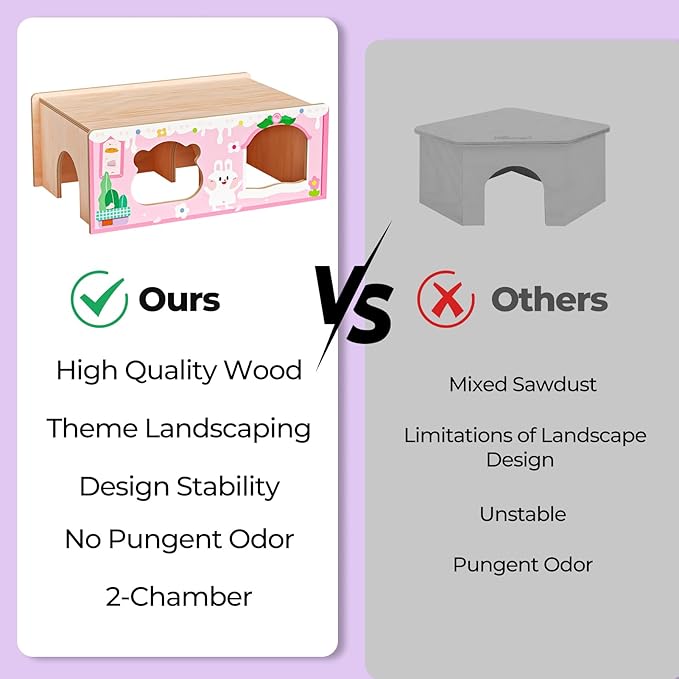 mini&moe Hamster Houses and Hideouts – Wooden Multi-Room Hamster Hideout Small Animal Habitat Decor Shelter with Platform for Dwarf Gerbils Chinchilla Rat Mouse