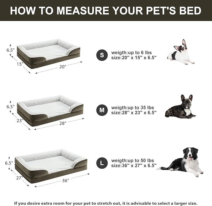 LEXTRO Orthopedic Dog Bed for Medium Dogs, Egg Crate Foam Bed for Medium Dogs, Equipped with Removable Waterproof Pillow Cover and Anti-Slip Bottom, Pet Bed