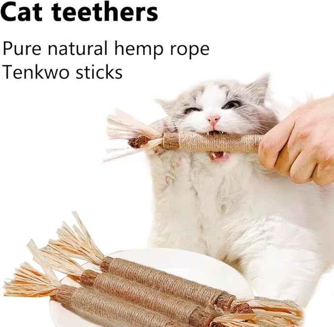 6 Pcs Natural Silvervine Sticks Catnip Toys - Cat Toys Indoor Cats Interactive Matatabi Dental Care Teething Chew Toys for Cats and Kittens Who Love to Chew