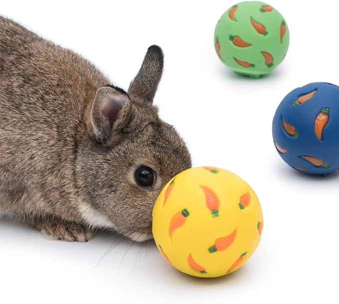 Niteangel Treat Ball, Snack Ball for Guinea Pigs, Rabbits, Hedgehogs and Other Small Pets (Small, Yellow, Blue & Green)