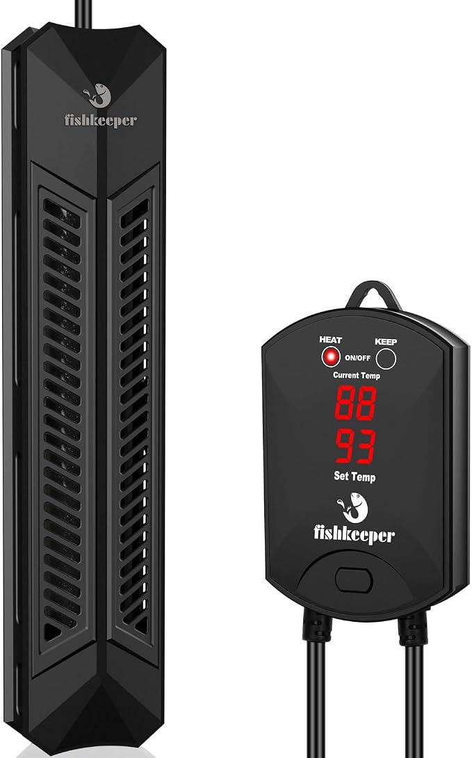 fishkeeper Aquarium Heater, 500W Fish Tank Heater for 66-132 Gallon | Adjustable Digital Display Controller, Submersible Water Heater with Thermostat Overheat & Dry-Boil Protection