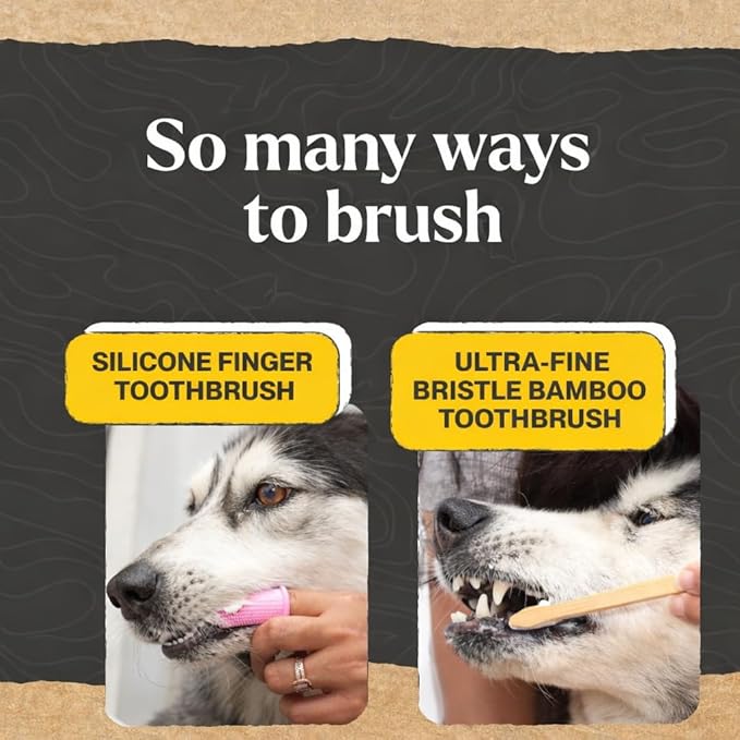 Dr. Oakley Dental Toothbrush Kit for Dogs & Cats -Finger Brush for Small Pets and Soft Brushes for Large or Older Natural and Safe Chicken Flavor -