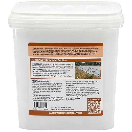 Airmax MuckAway Bacteria Enzyme Tablets for Ponds & Lakes, 16 Scoops | Natural beneficial bacteria muck, sludge & noxious odor solution for cleaner beaches & shorelines; fish, pet & wildlife safe