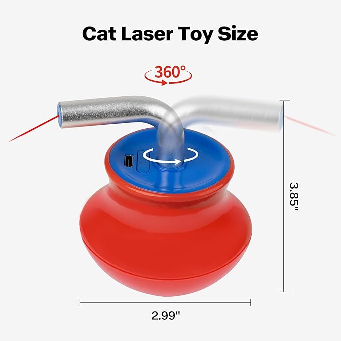Pet Prime Cat Laser Pointer Toy for Indoor Cats Automatic 360° Random Rotation Cat Laser Toy Rechargeable Interactive Cat Toy for Bored Indoor