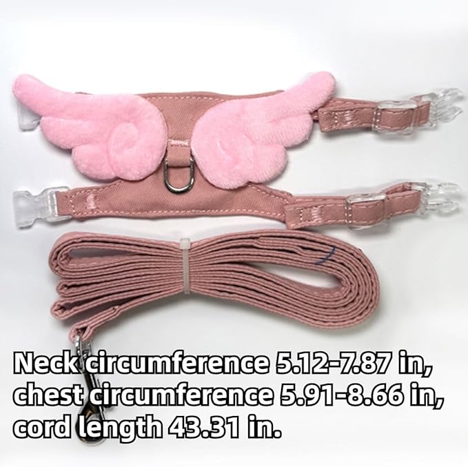 Ferret Harness Leash with Adjustable Buckle Soft Breathable Pure Cotton Cloth Walking Vest with Angel Wings for Small Pet Squirrel Guinea Pig Rabbit Kitten (Purple)