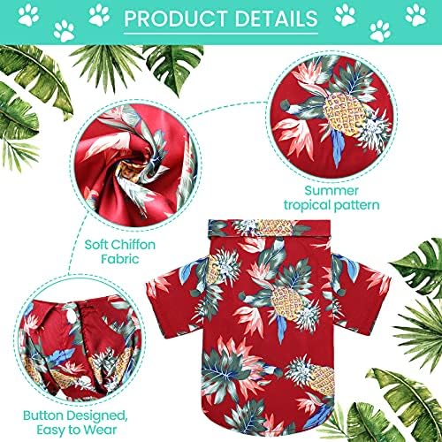 Weewooday 4 Pieces Small Pet Summer T-Shirts Hawaii Style Floral Pet Dog Shirt Breathable Cool Clothes Beach Seaside Puppy Sweatshirt for Puppy(Cute Style,Large)