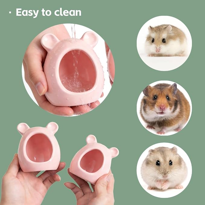 Ceramic Hamster Hideout Cute Guinea Pig House Summer Cool Bed for Ferrets Hedgehog Sugar Glider Cage Accessories (Yellow)