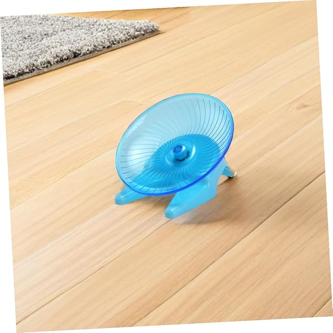 DOITOOL Silent Hamster Exercise Wheel with Stand, Blue Plastic Flying Saucer Spinner for Small Pets, Quiet Running for Gerbils, Mice, and Hedgehogs Suitable for Cage Use