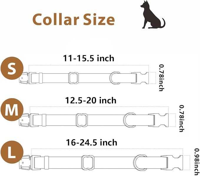 Silicone Dog Collar and Leash Set, Waterproof & Odor-Proof Puppy Collar for Small Dogs, Soft Flexible Leather-Look Dog Collars, Durable Thick Adjustable Pet Collar (Blue, Medium (12.5-20" Neck))