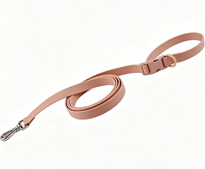 Ovale Waterproof PVC Dog Collar&Leash Set,Leash with Buckle.(S, Pink) | Durable PVC Material Easy to Clean, Multi Ways to Wear Hand/Waist/Shoulder