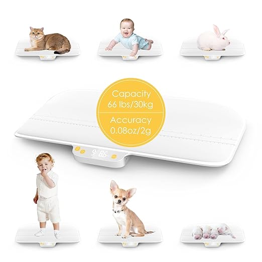 Digital Pet Scale, Baby Scale, Precision0.08oz, Max 30kg/66lbs, Auto-Hold, Integrated Design Without Disassembly, Suitable for Cats, Small Breed Dogs, Infants, and Young Children