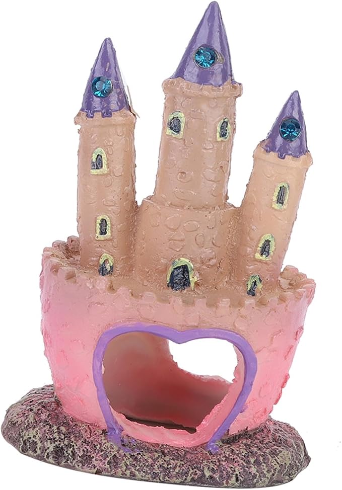 Resin Castle Hideout 136g Cartoon Aquarium Decoration Fish Tank Cave Ornament for Small Fish Privacy, No Water Quality Impact