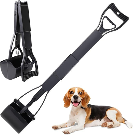 32‘’ Pooper Scooper, Foldable Pooper Scooper for Large Medium Dogs, Poop Pick Up Tool for Yard, Lawns, Grass(Black)