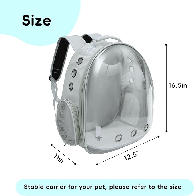 Cat Backpack, Airline Approved Bubble Carrying Bag for Small Medium Dogs Cats, Space Capsule Pet Carrier Dog Hiking Backpack Travel Carrier (Grey)