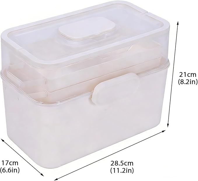 3-Tier Dog First Aid Kit box,Small Pet First Aid Kit Bin Empty,Medicine Box for Puppy Cat,Medic Organizer with Built in Handle,Family or Dogs Travel Camping Emergency Tool Set