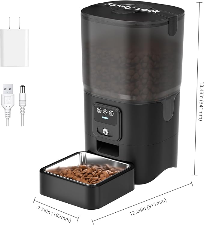 PAPIFEED Automatic Cat Feeder with Camera, 720P HD & Night Vision, 6L Cat Food Dispenser with App, 2.4G WiFi Timed Cat Feeder for Dry Food, 2-Way Audio, Smart Pet Feeder for Dog, 1-10 Meals/Day